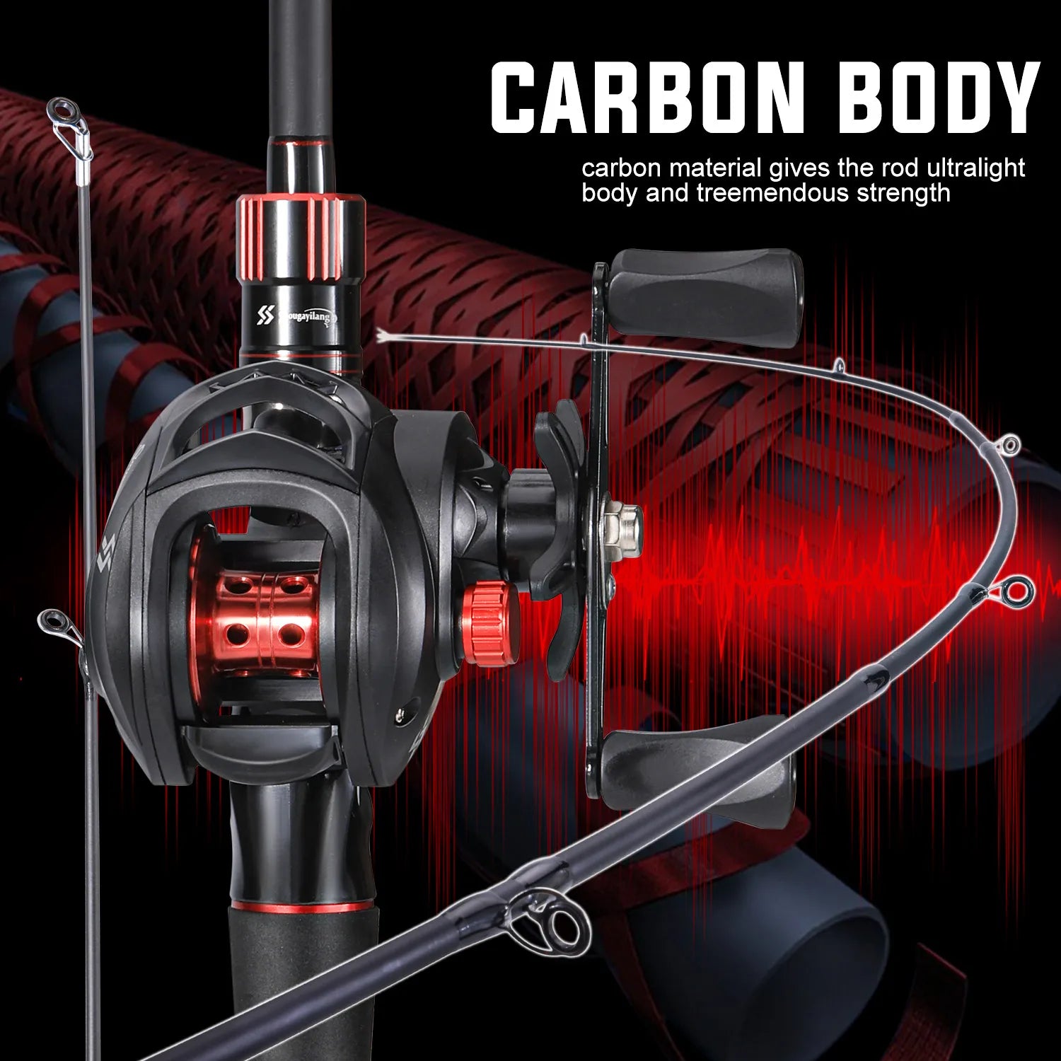 Sougayilang ProCast™ Carbon Baitcasting Combo – 1.8~2.1m Rod + 7.2:1 Reel