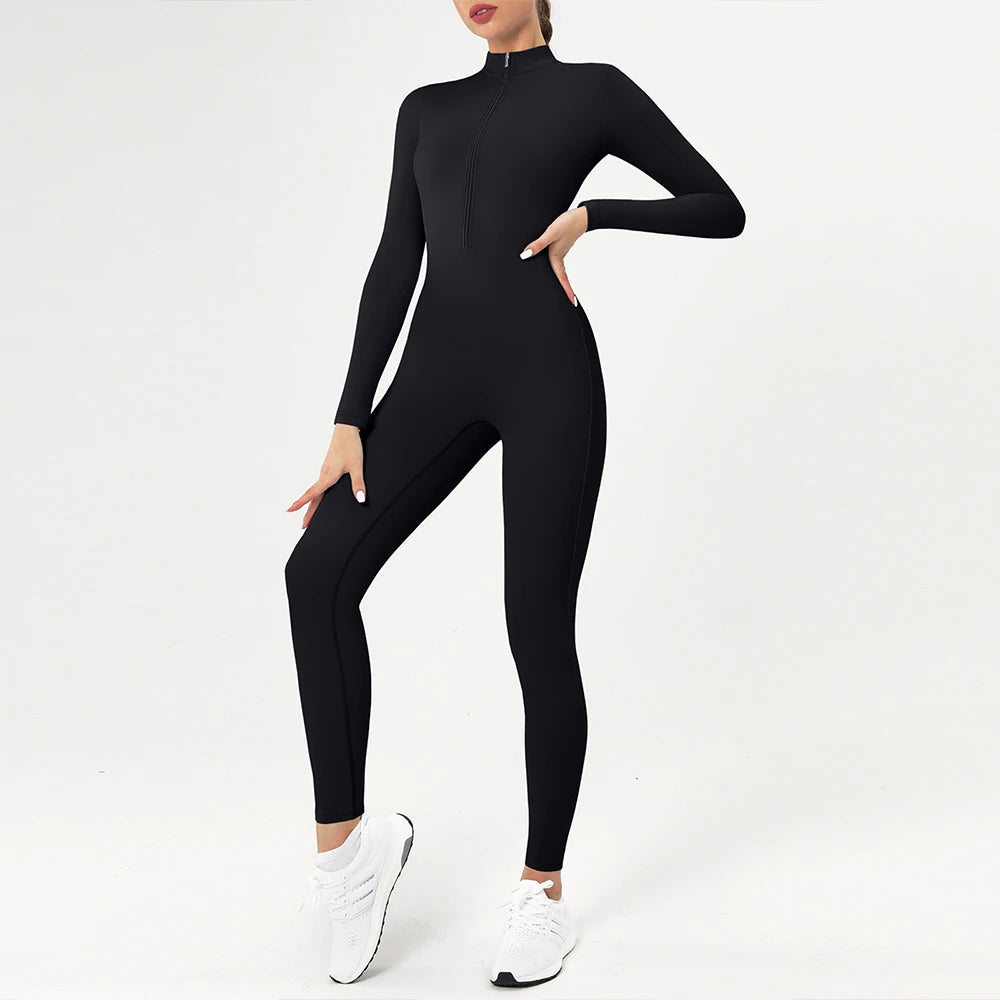 Women's Summer Zipper Workout Jumpsuit – Short Sports Tracksuit
