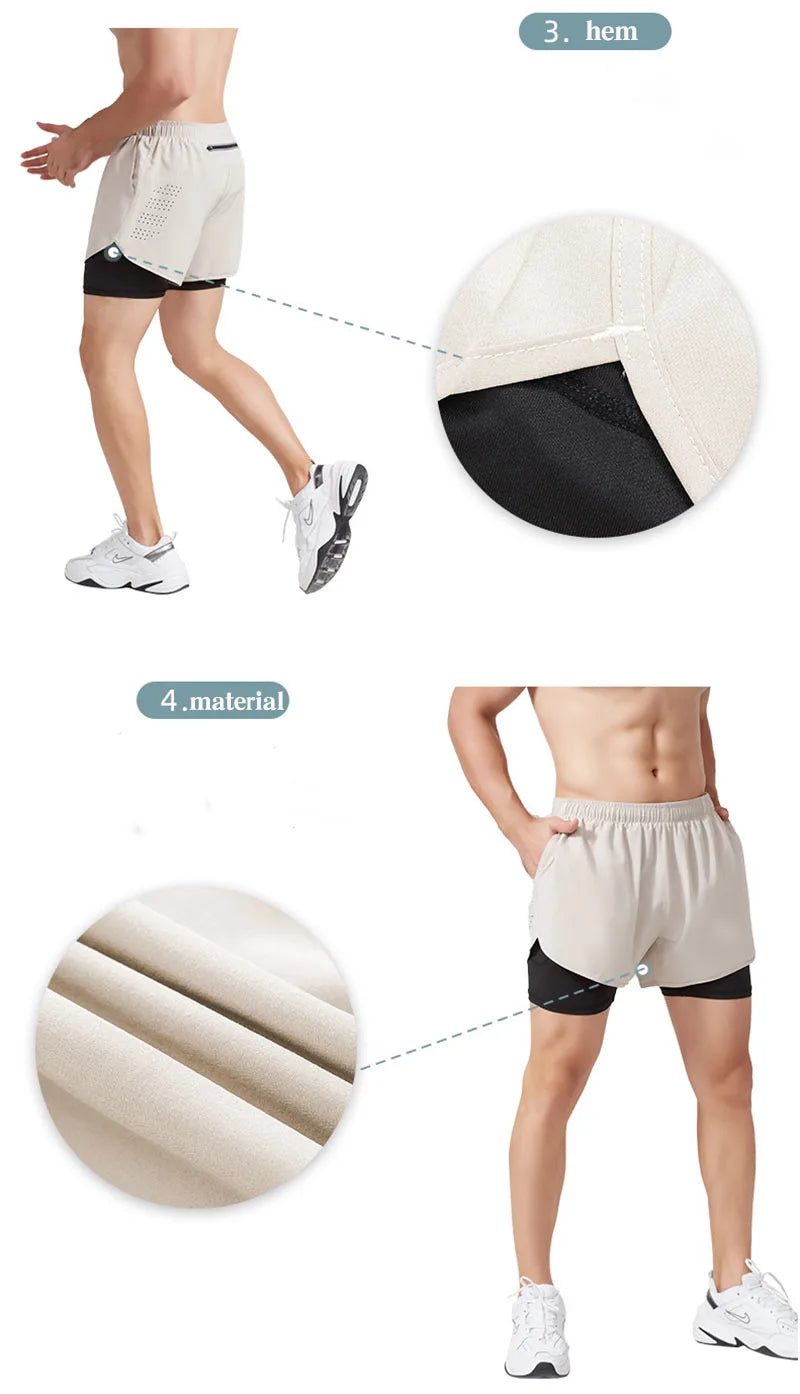 Quick-Dry Double-Layer Running Shorts