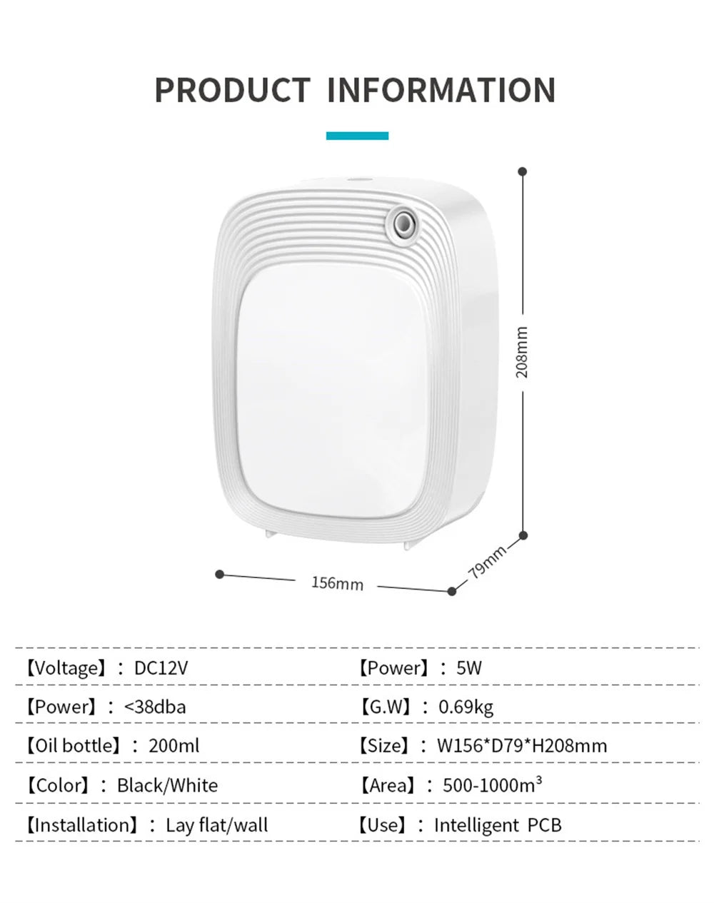 Automatic Essential Oil Diffuser with Timer & 160ml Capacity