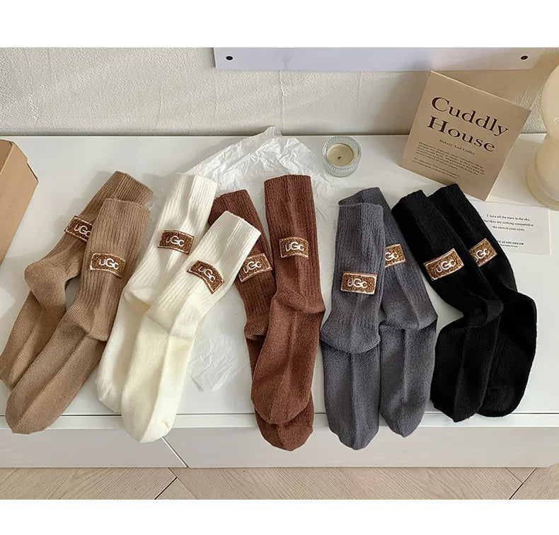 5 Pairs Winter Cashmere Wool Socks for Women: