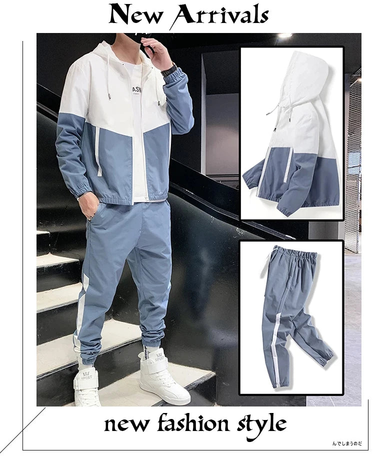 2025 Men's Tracksuit – Casual Joggers & Hooded Sportswear Set