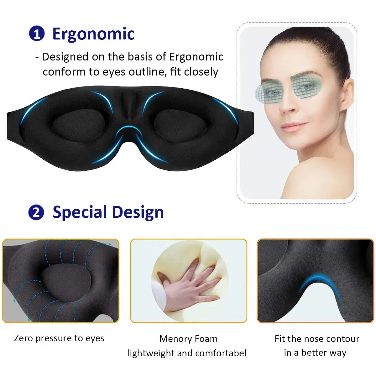 Sleep Better with the 3D Contoured Eye Mask!