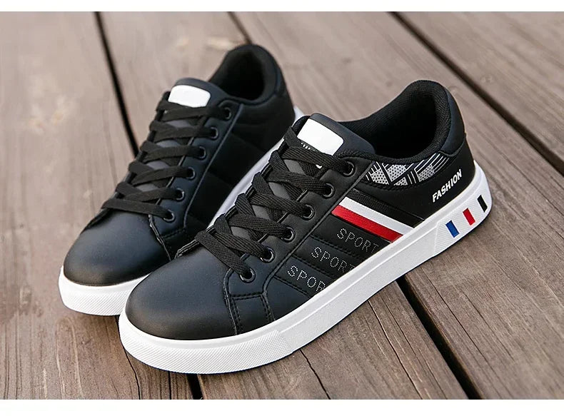 2024 Men's Fashion Casual Sneakers – Lace-Up White Vulcanized Shoes