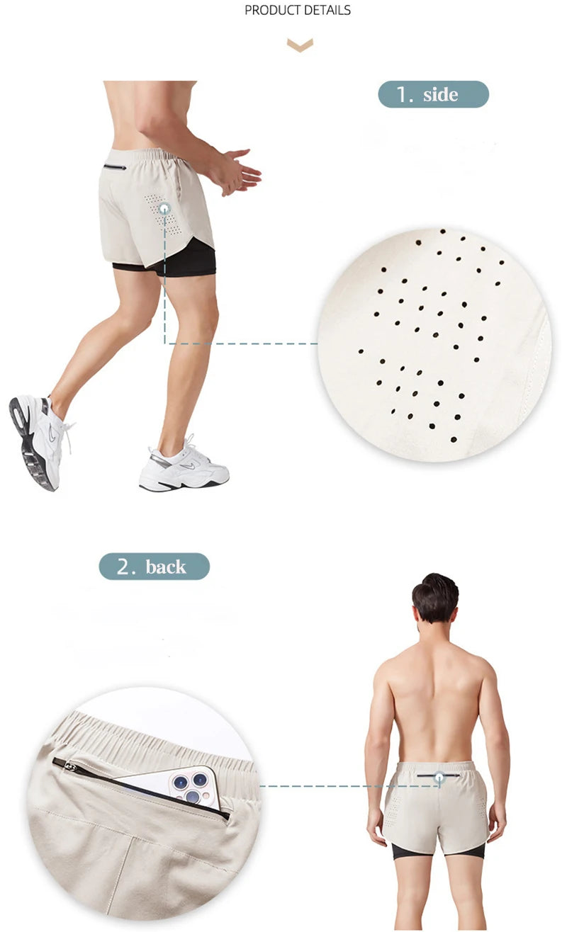 Quick-Dry Double-Layer Running Shorts