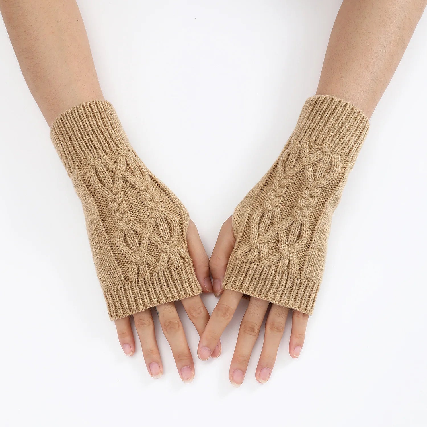 Half Finger Gloves for Women Winter Soft Warm Wool