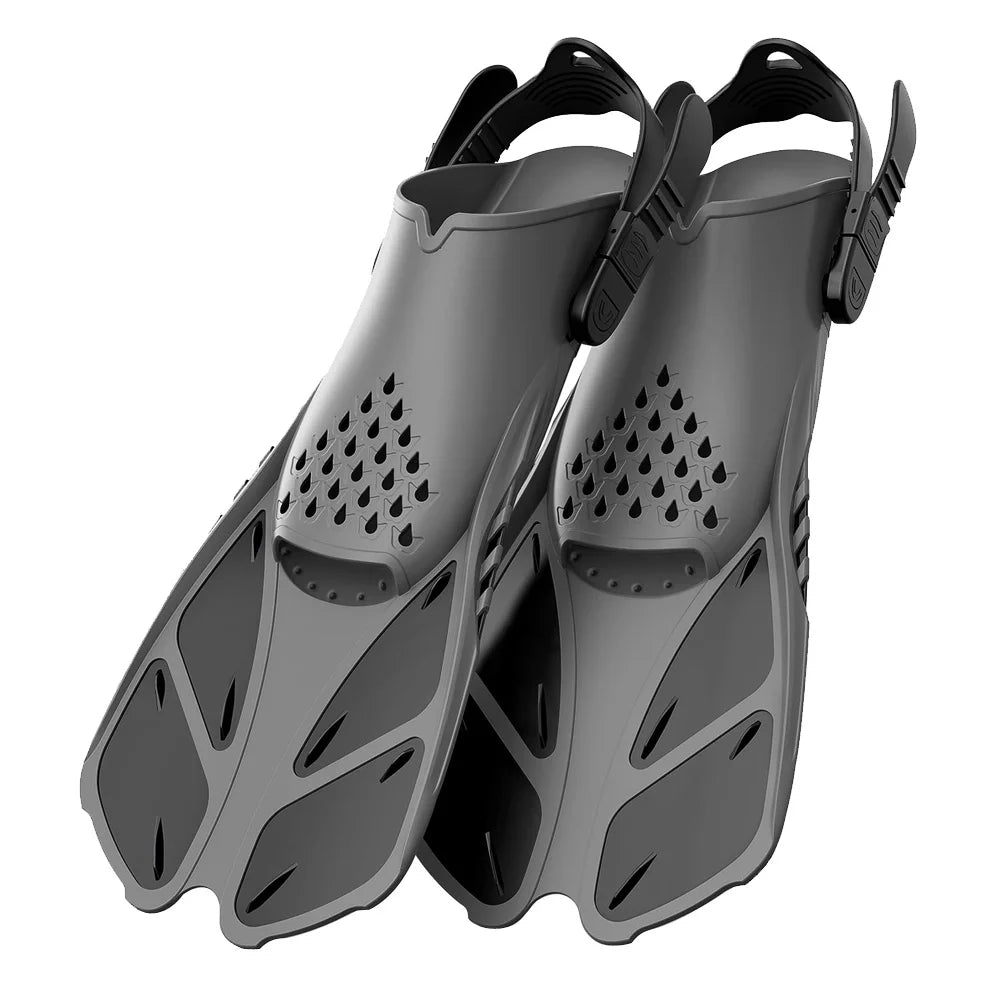 Adjustable Open-Heel Short Snorkel Fins for Adults