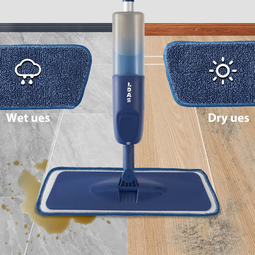 DARIS Spray Mop – 500ml Bottle, 3 Microfiber Pads, Wet & Dry Floor Cleaning Mop