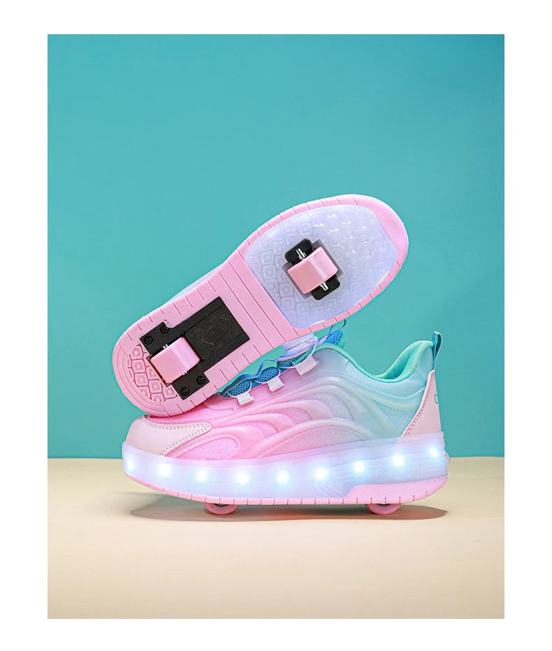 LED Light Roller Skate Shoes for Kids – Glowing Sneakers