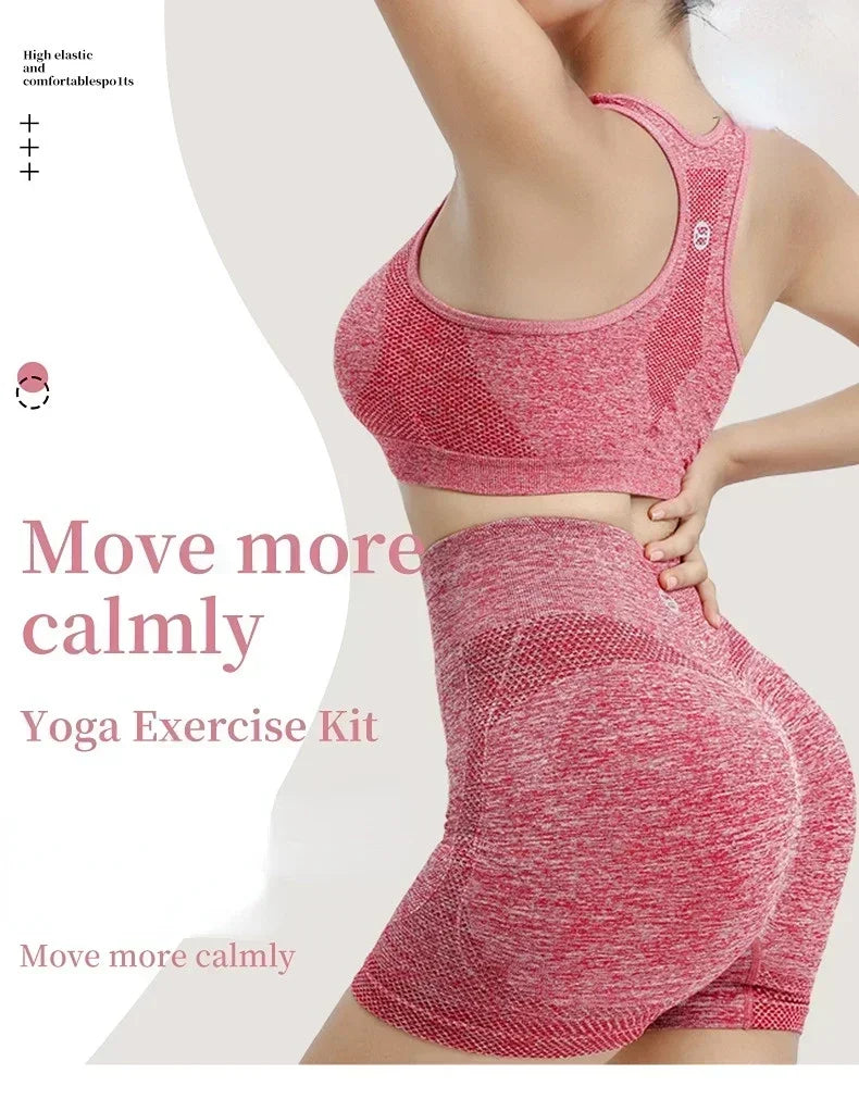 Women's Seamless Yoga Set – Gym Shorts, Sports Bra & Leggings