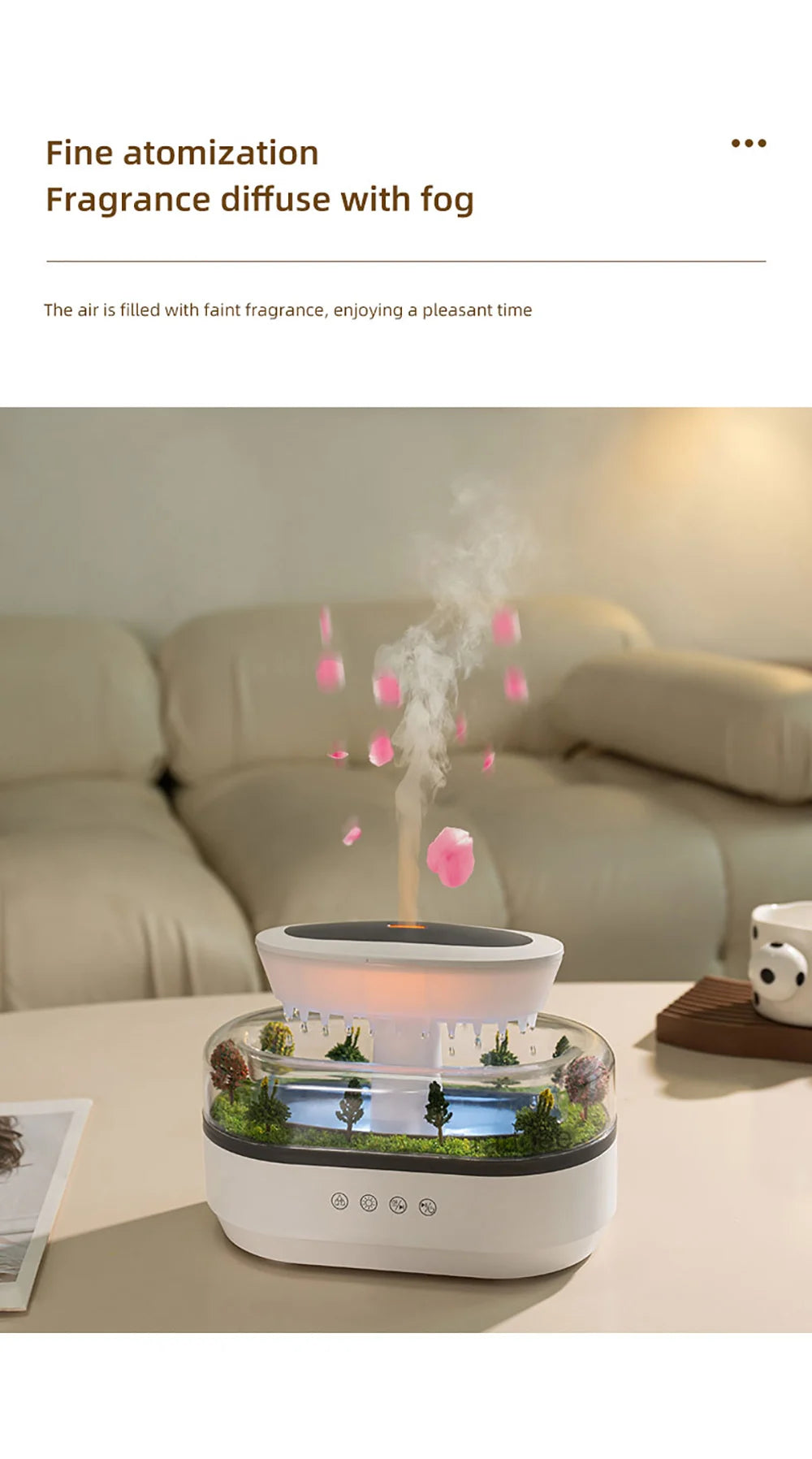 Raindrop Aroma Humidifier with Colorful Light & White Noise