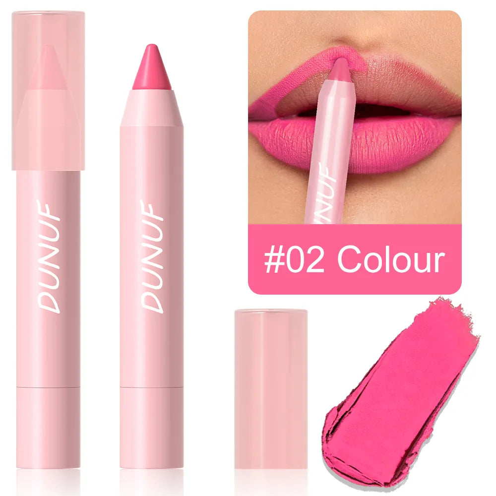 18-Colors Lipstick Pencil - Waterproof Sexy Red Matte Lip Contour Tint