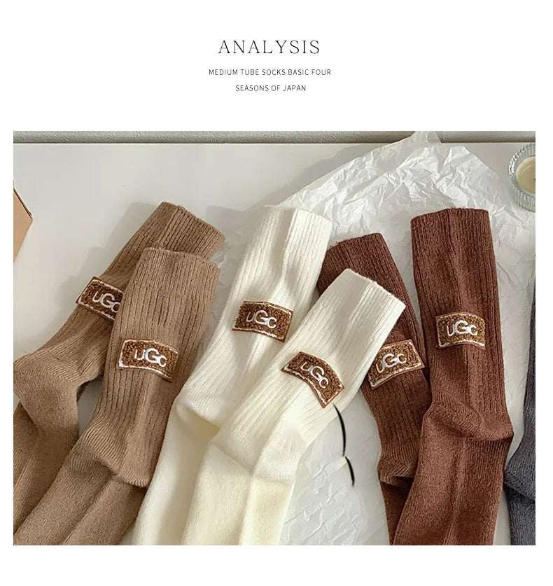 5 Pairs Winter Cashmere Wool Socks for Women: