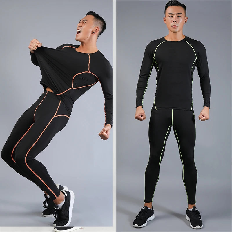 Men's Compression Workout Set – Long Sleeve & Tights