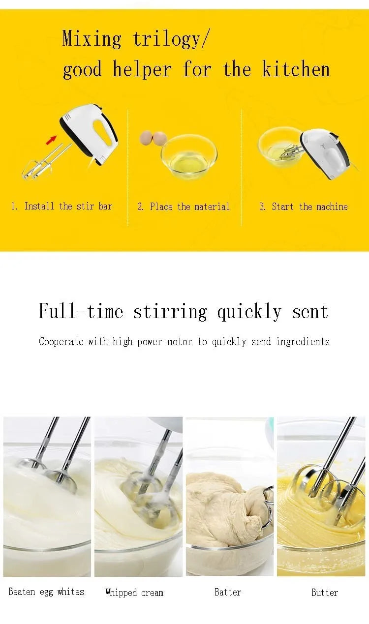 7-Speed Handheld Electric Mixer – Mini Multifunctional Egg Beater & Dough Blender