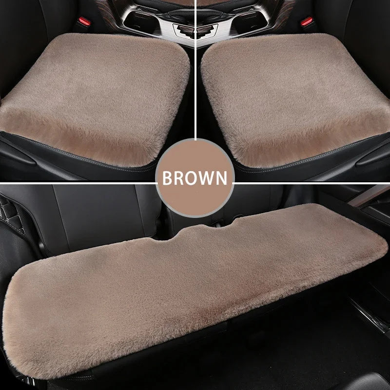 Winter Plush Rabbit Fur Car Seat Cushion – Ultra-Soft & Warm