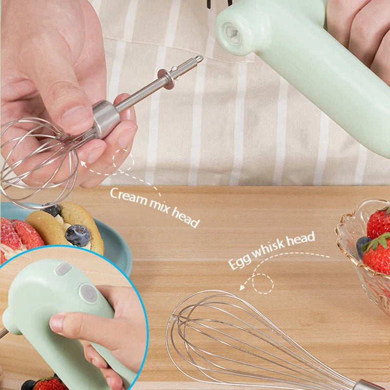 USB Rechargeable Handheld Electric Mixer – Portable 2-Head Blender & Whisk