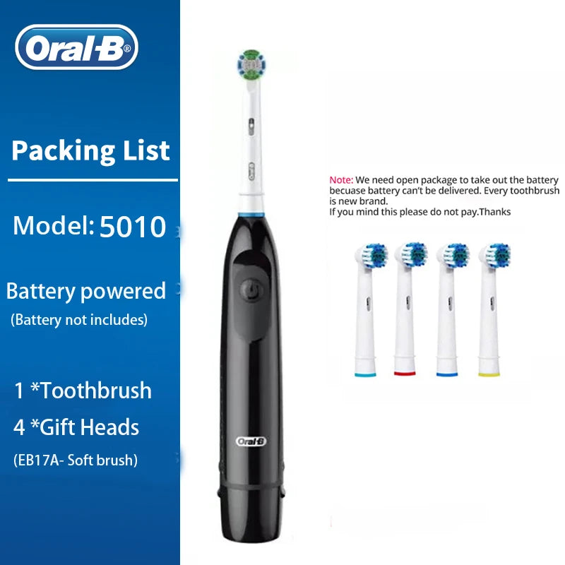 Oral B Electric Toothbrush 5010 Brush for Adult Rotation Precision Clean Teeth Soft Bristle Gum Care Teeth Brush With Refills