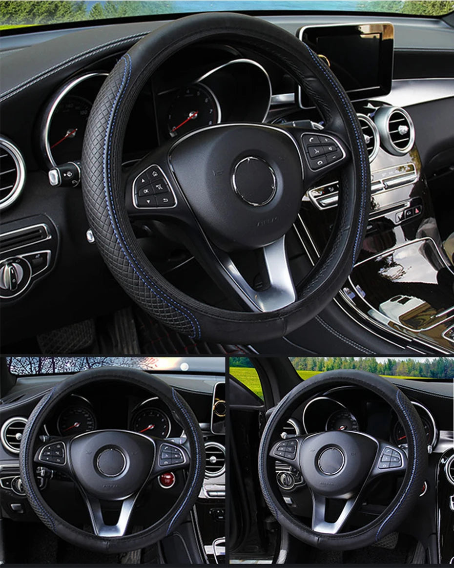 Universal Microfiber Leather Steering Wheel Cover (37-39cm)