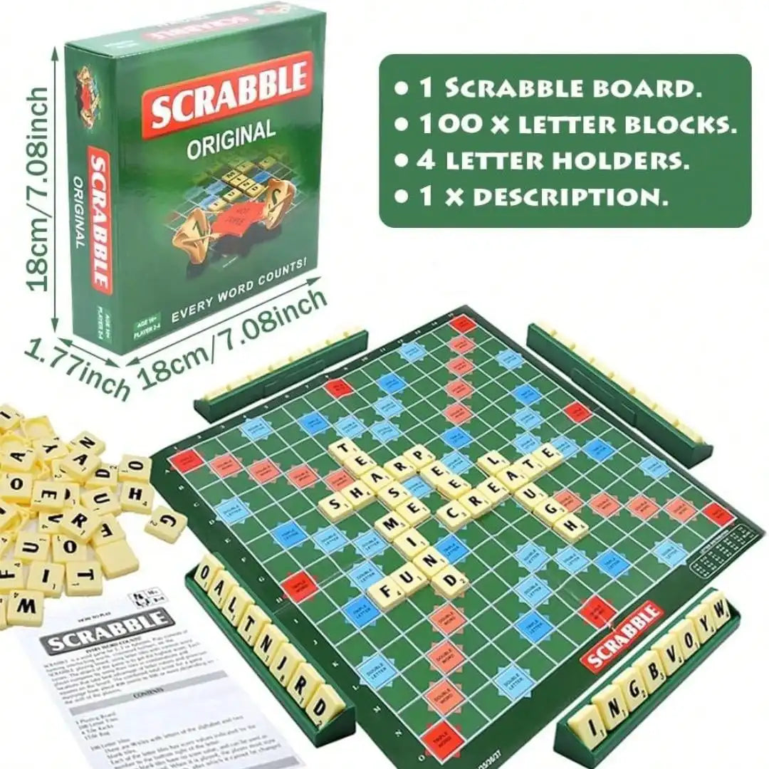 1PCS English Scrabble Solitaire – Fun Alphabet Chess & Jigsaw Board Game for 2-4 Players 🧩