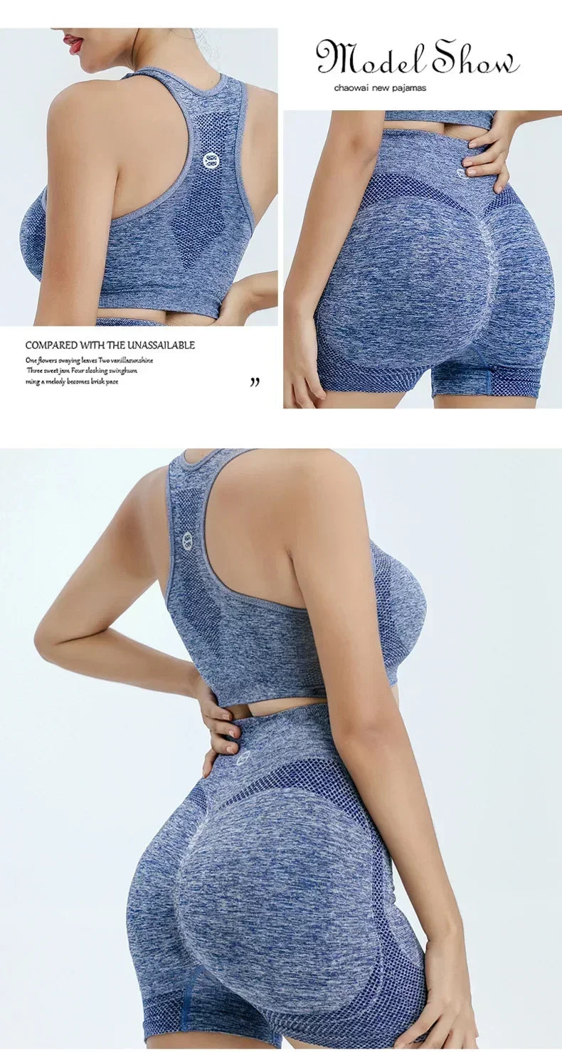Women's Seamless Yoga Set – Gym Shorts, Sports Bra & Leggings