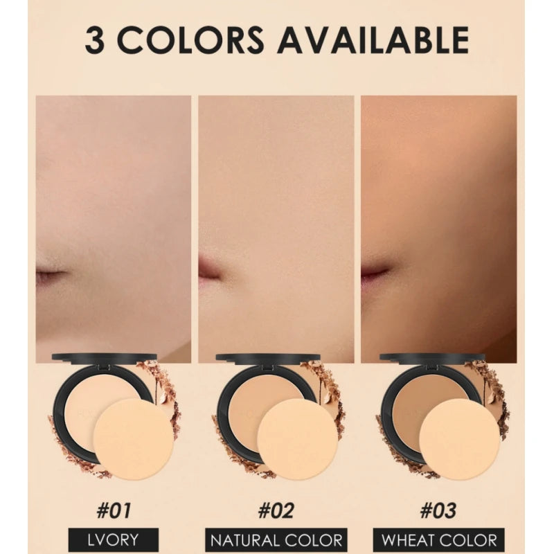 : FOCALLURE 3-Color Pressed Powder Foundation – Oil Control & Brightening