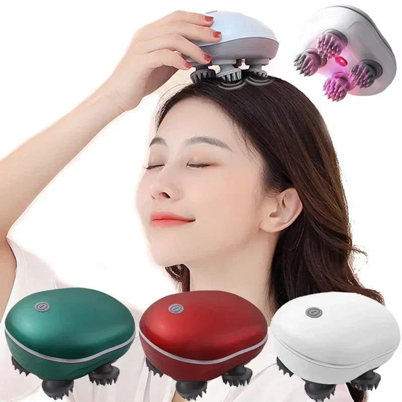 Electric Scalp & Head Massager with Red Light Therapy