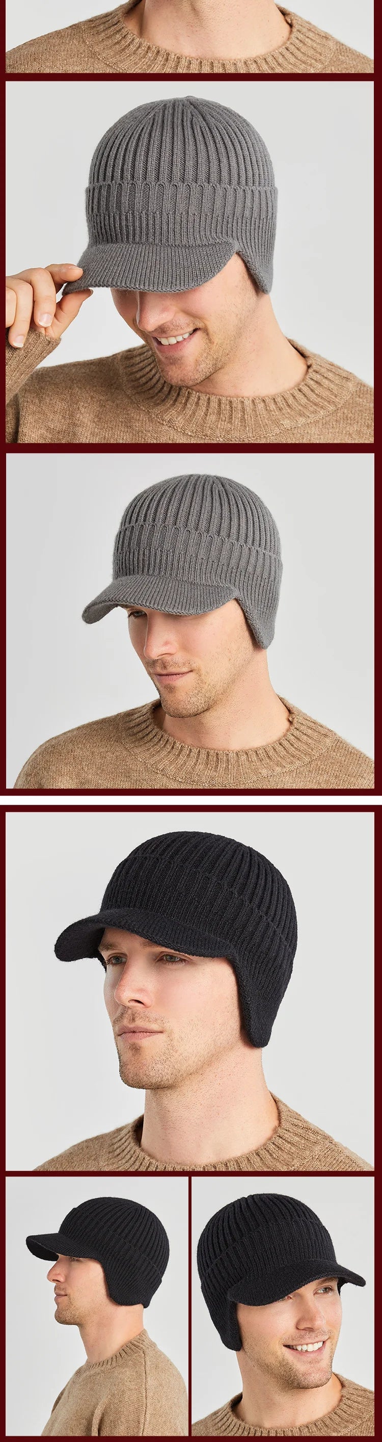 Men's Winter Knitted Hat with Ear Protection: