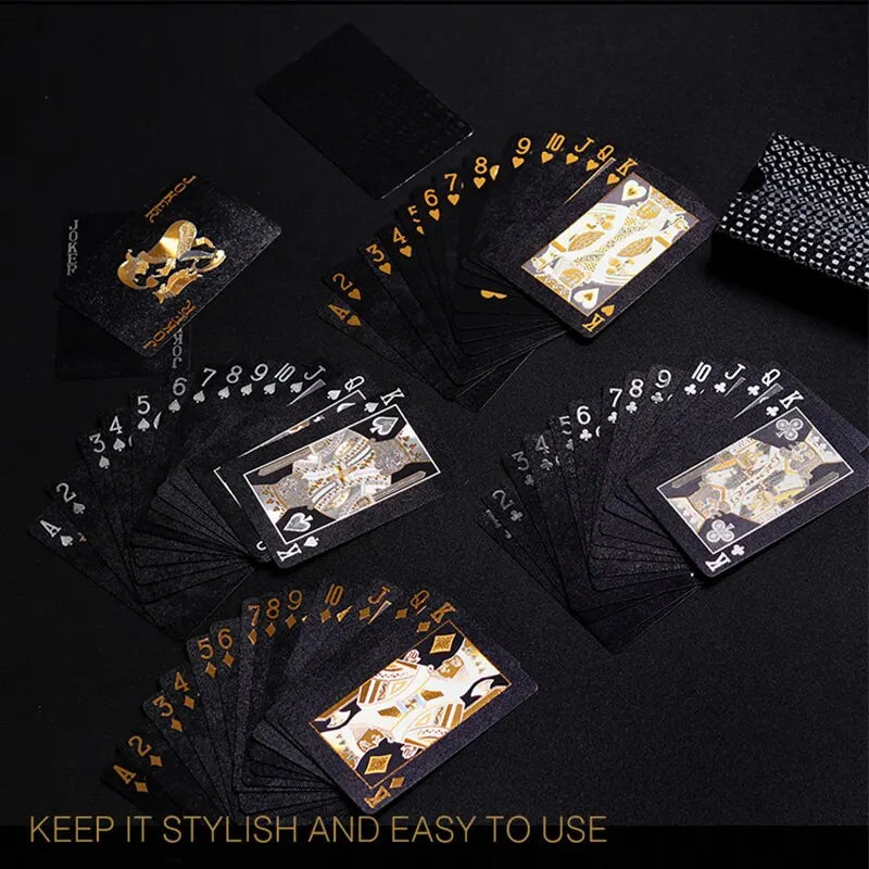 Color Black & Gold Playing Card Game – Waterproof Poker Set