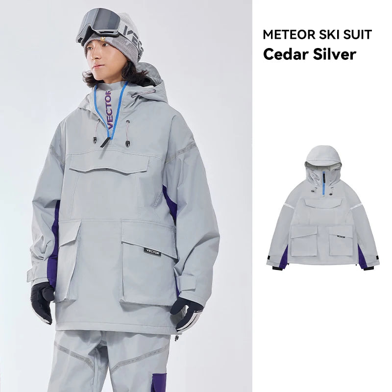 VECTOR Ski Wear Women Man Hooded Sweater Reflective Trend Ski Wear Thickened Warmth and Waterproof Ski Equipment Ski Suit Women