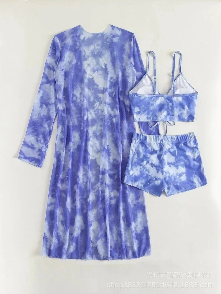 Summer Print Tankini Set – Push-Up 3-Piece Women’s Swimwear
