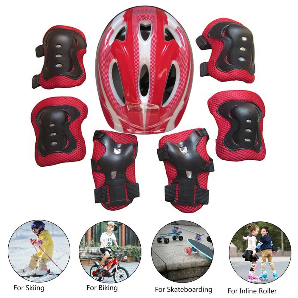 7PCS Kids Protective Gear Set – Knee & Elbow Pads with Wrist Guards