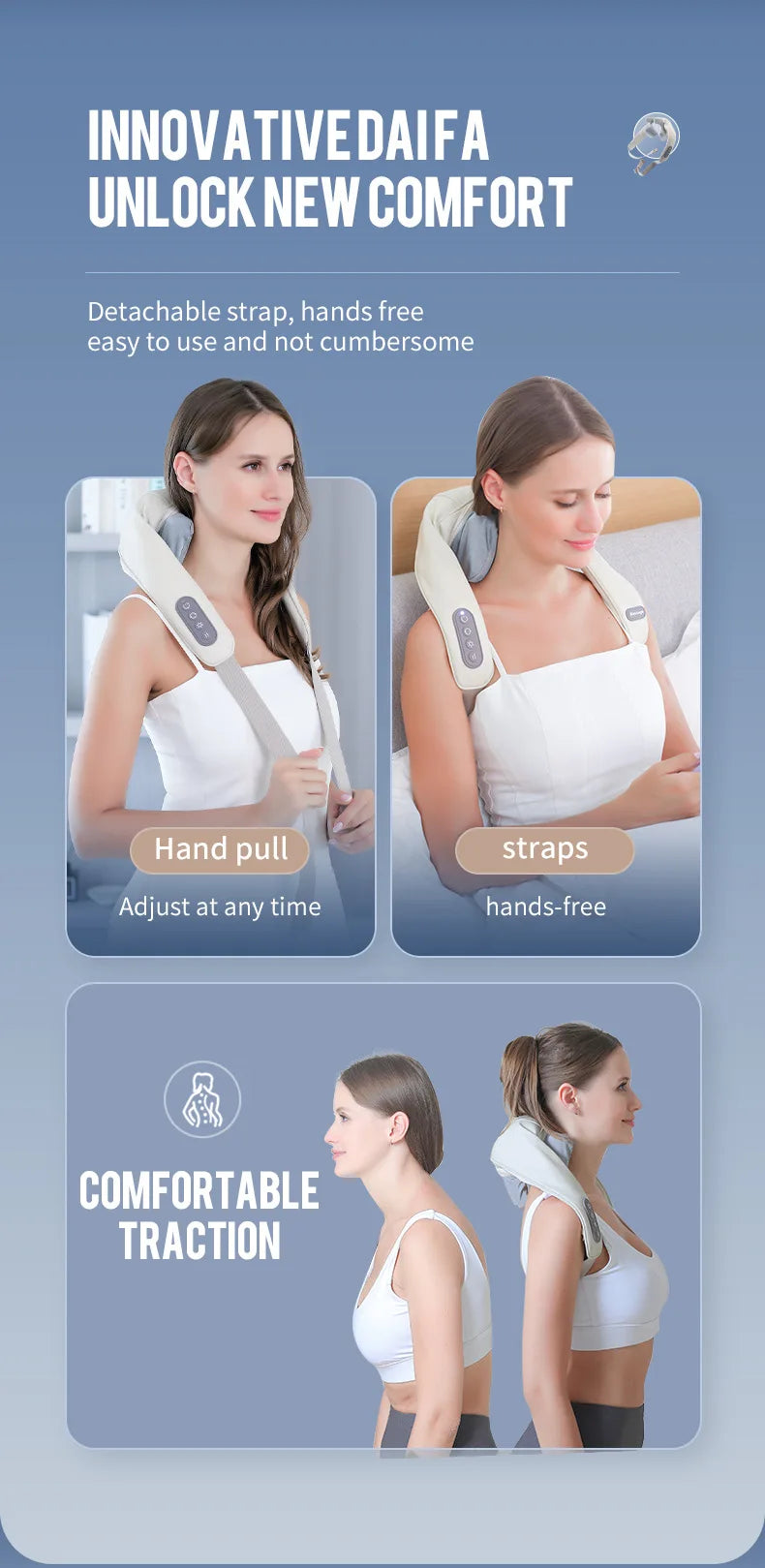 Foreverlily Wireless Neck & Back Massager – Kneading Massage Shawl