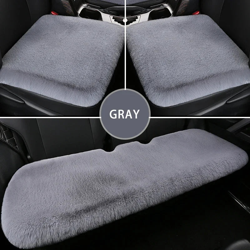 Winter Plush Rabbit Fur Car Seat Cushion – Ultra-Soft & Warm
