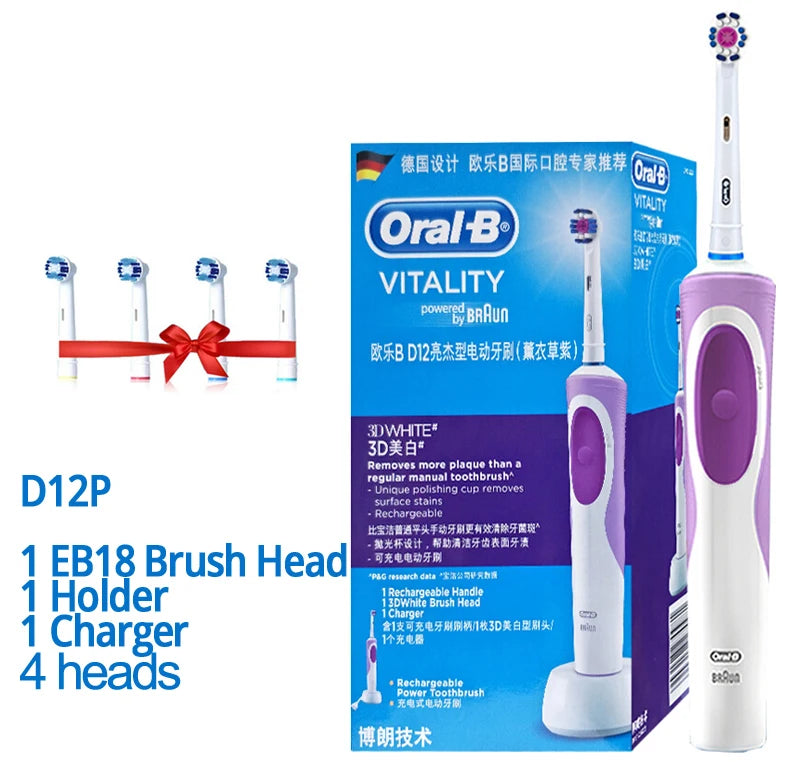 Oral B Rechargeable Electric Toothbrush Vitality Oral Hygiene Precian Clean Toothbrushes Rotating 3D White Teeth Whitening Brush