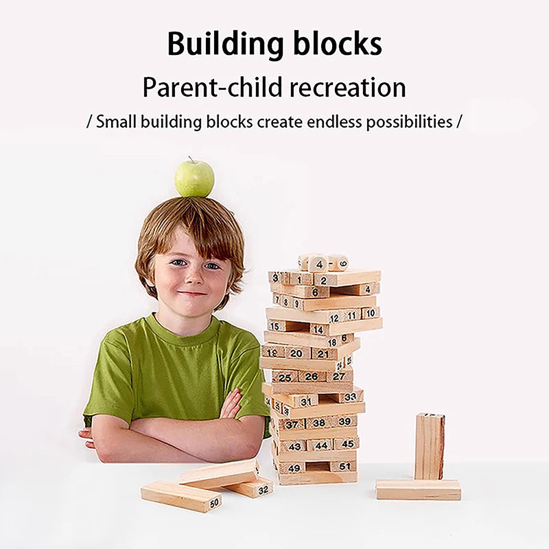Solid Wood Stacking Tower Game – Interactive Family Puzzle Toy