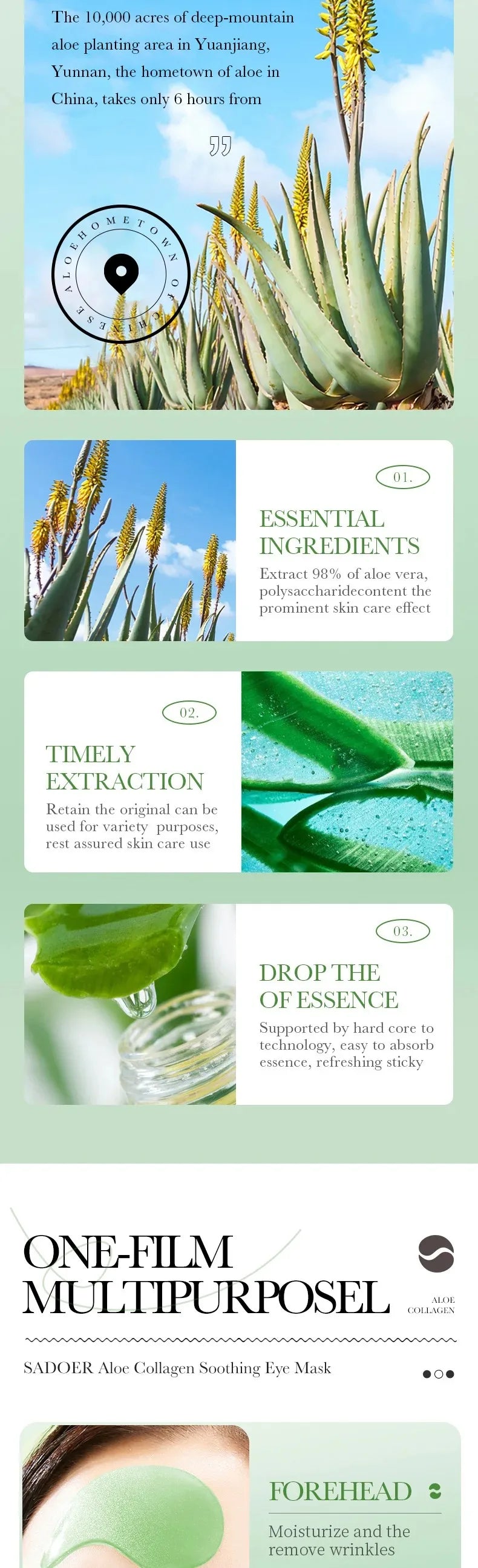 60pcs Aloe Vera Collagen Eye Masks – Anti-Dark Circles & Hydrating