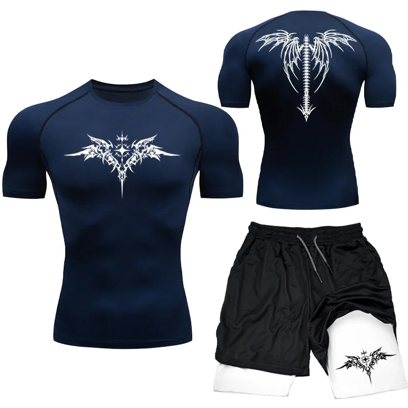Men's MMA Boxing Compression Set – Quick-Dry Rashguard & Shorts