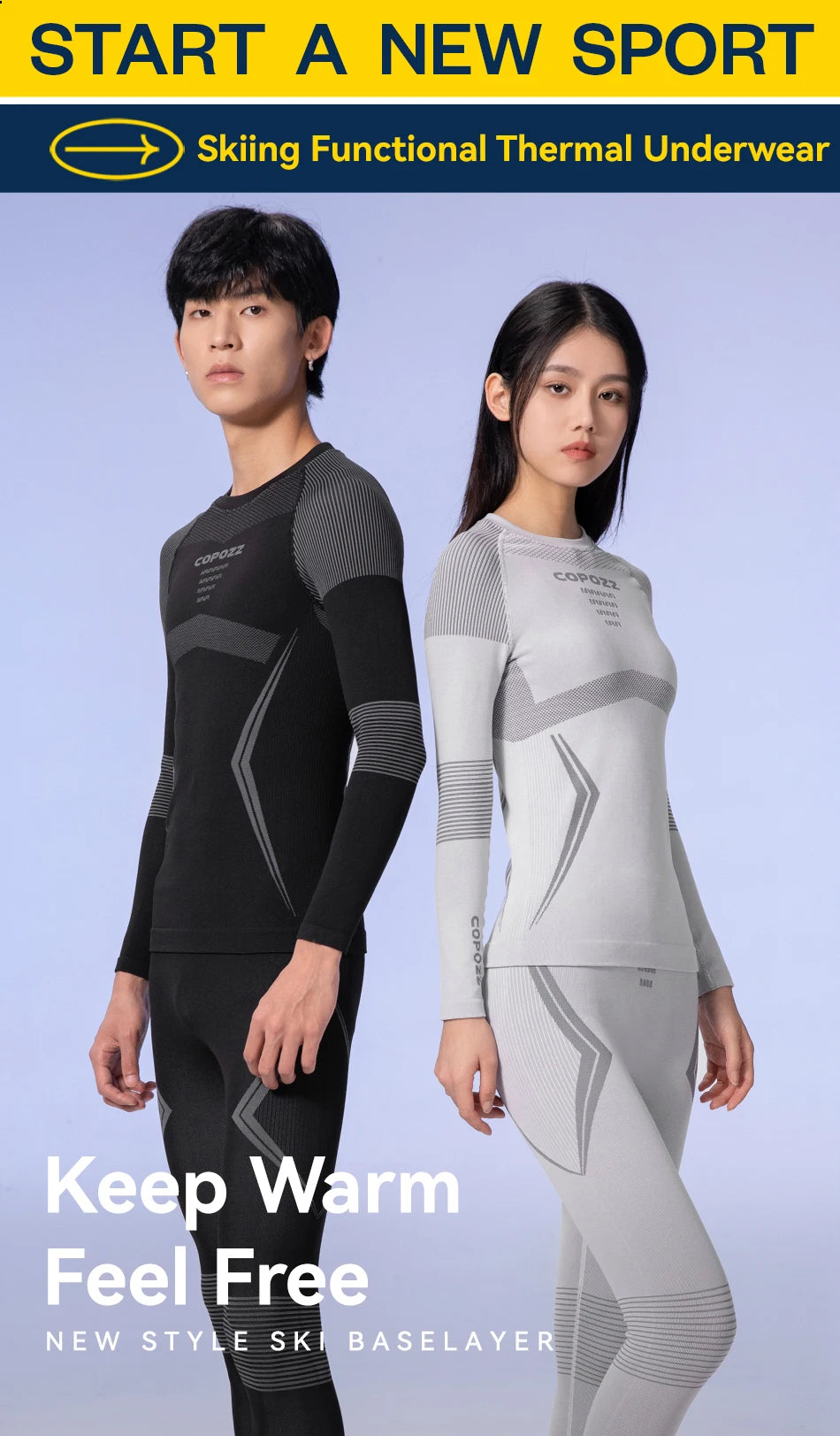 COPOZZ Ski Thermal Underwear Set for Men & Women