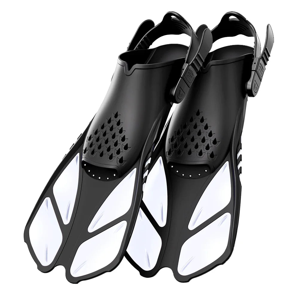 Adjustable Open-Heel Short Snorkel Fins for Adults