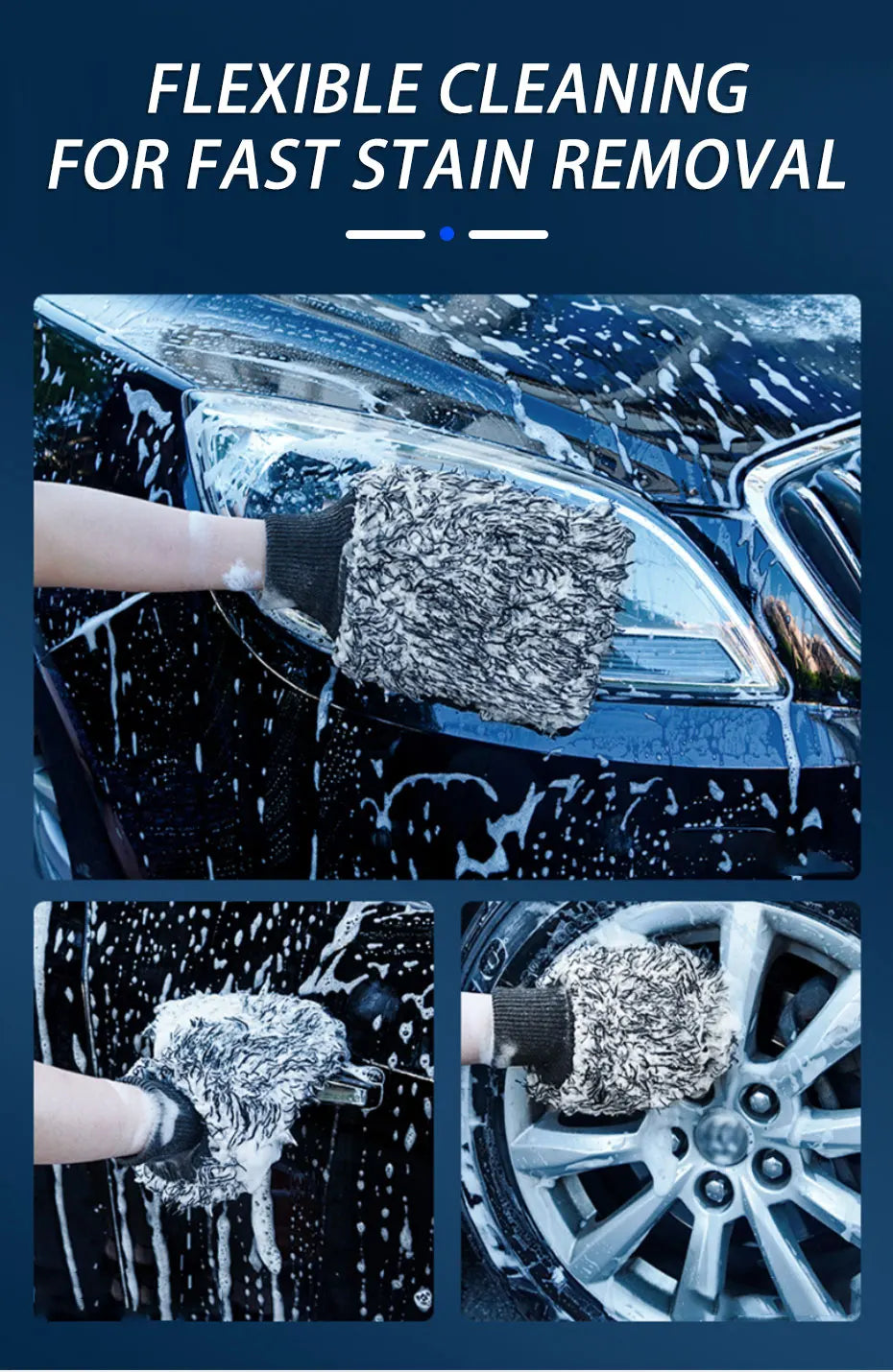SEAMETAL Microfiber Car Wash Brush & Cleaning Gloves