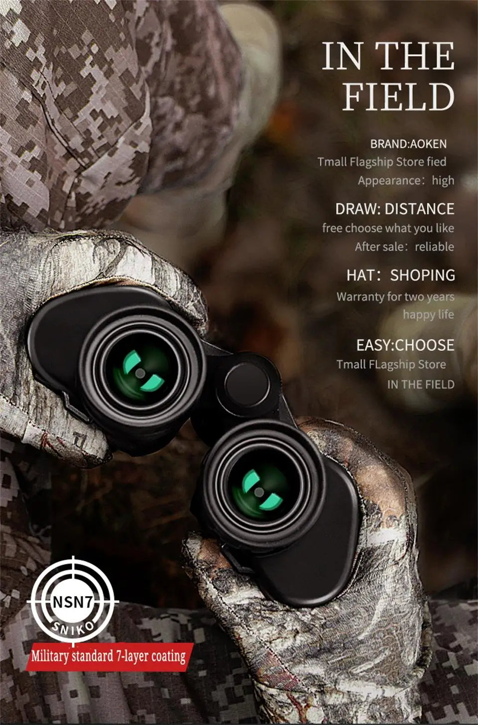 50000M German Military 20x50 Zoom Binoculars – HD BAK4 Prism Long Range Telescope for Outdoors