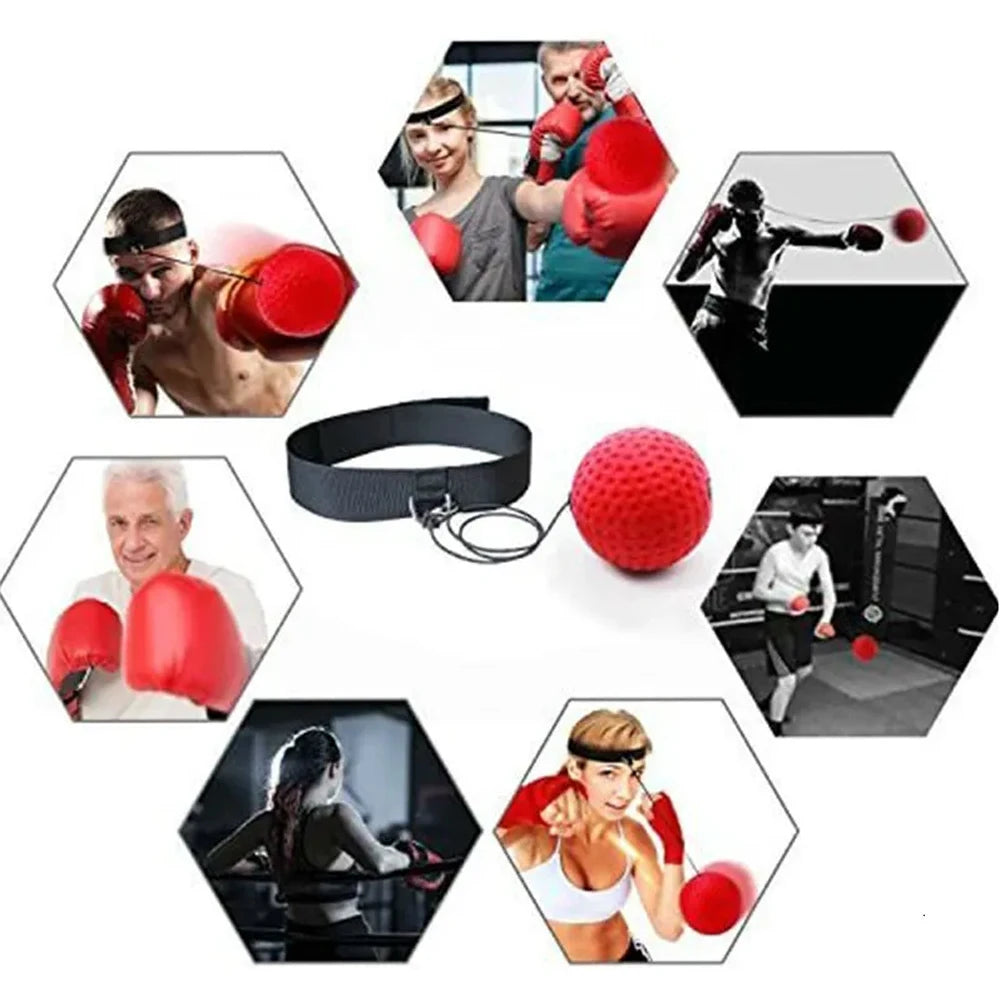 Boxing Reflex Ball Set with Adjustable Headband – 3 Reaction Balls