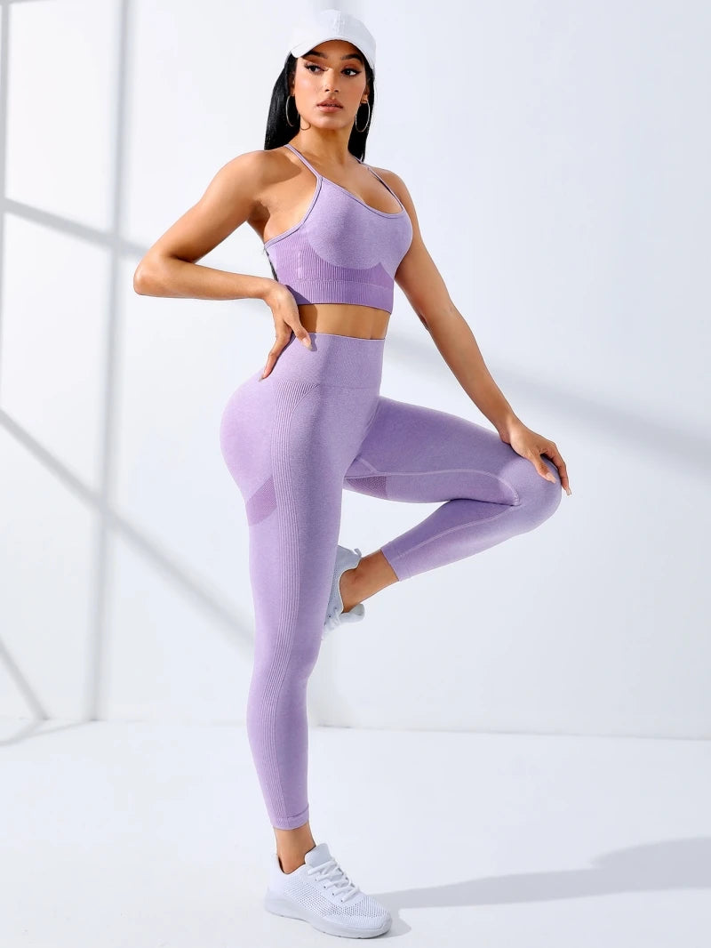 Women's Seamless Yoga Set – Stretch Sports Bra & Leggings
