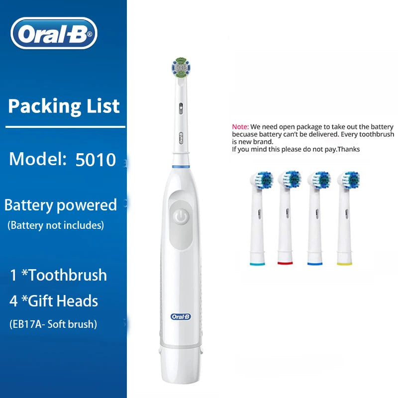 Oral B Electric Toothbrush 5010 Brush for Adult Rotation Precision Clean Teeth Soft Bristle Gum Care Teeth Brush With Refills