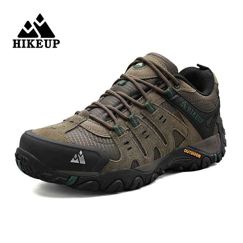 HIKEUP Men’s Suede Leather Hiking Shoes – Outdoor Trekking Sneakers