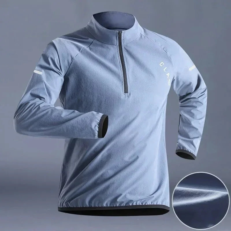 Quick-Dry Men's Autumn Sports T-Shirt – Half Zip, Breathable