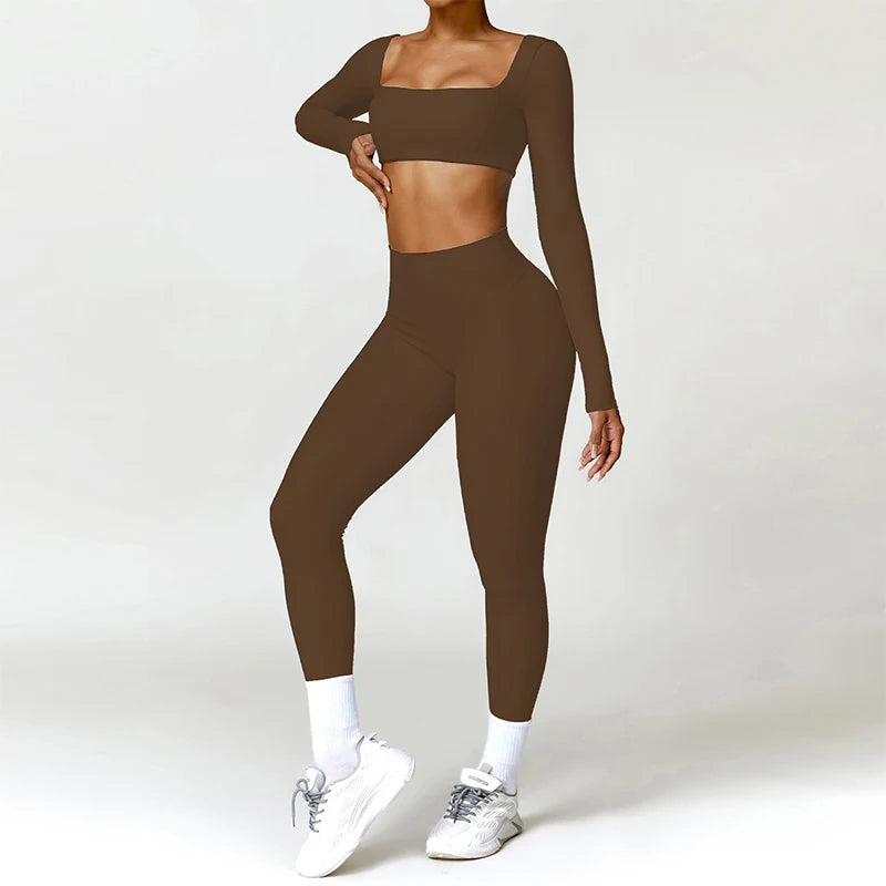 Women's 2PCS Quick-Dry Yoga Set – Long Sleeve Sports Shirt & Leggings