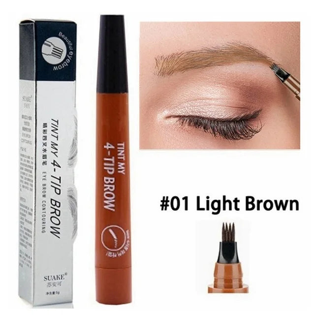 5-Color Waterproof Microblading Eyebrow Pen – 4-Tip Precision