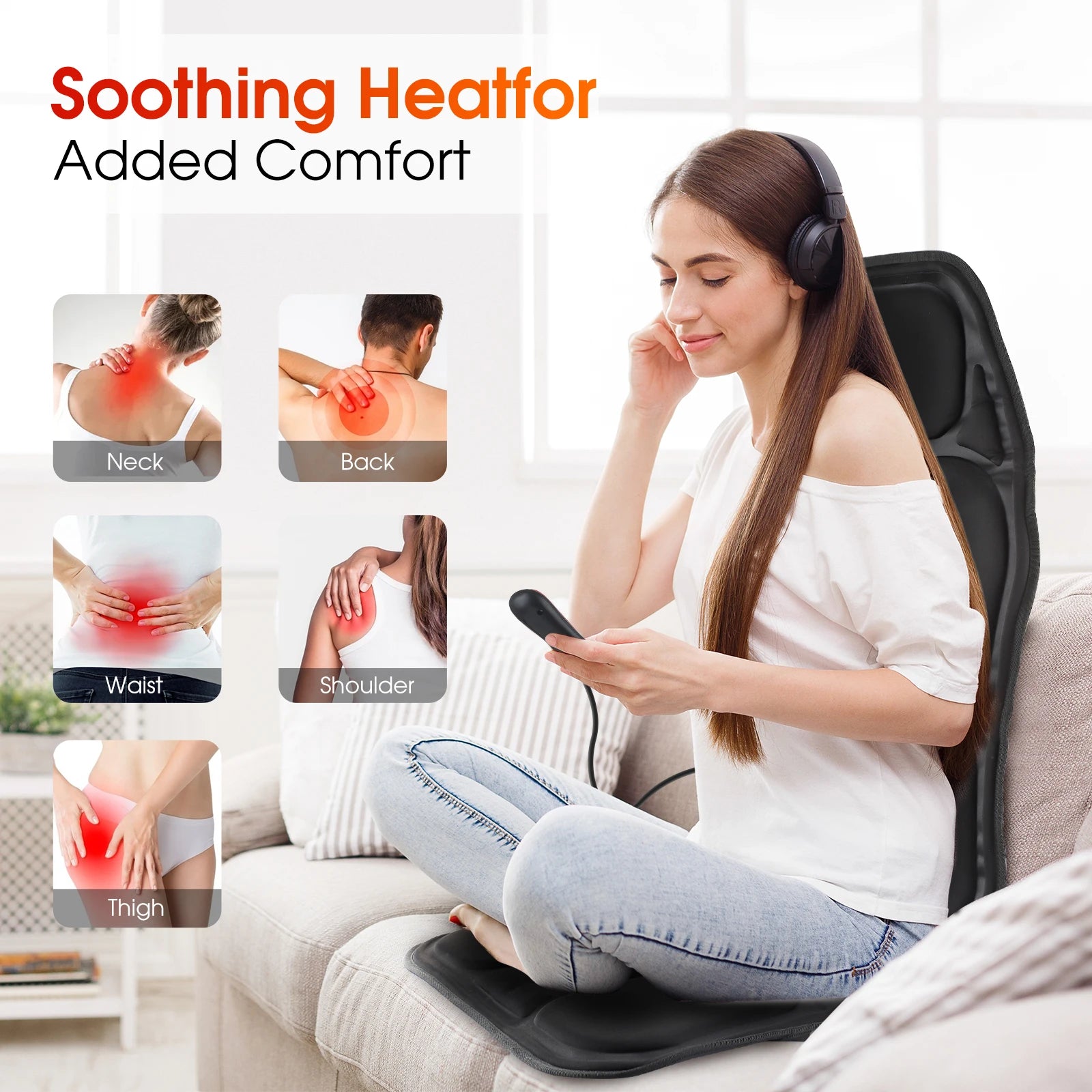 Electric Infrared Back Massager Chair Cushion – Full-Body Relief